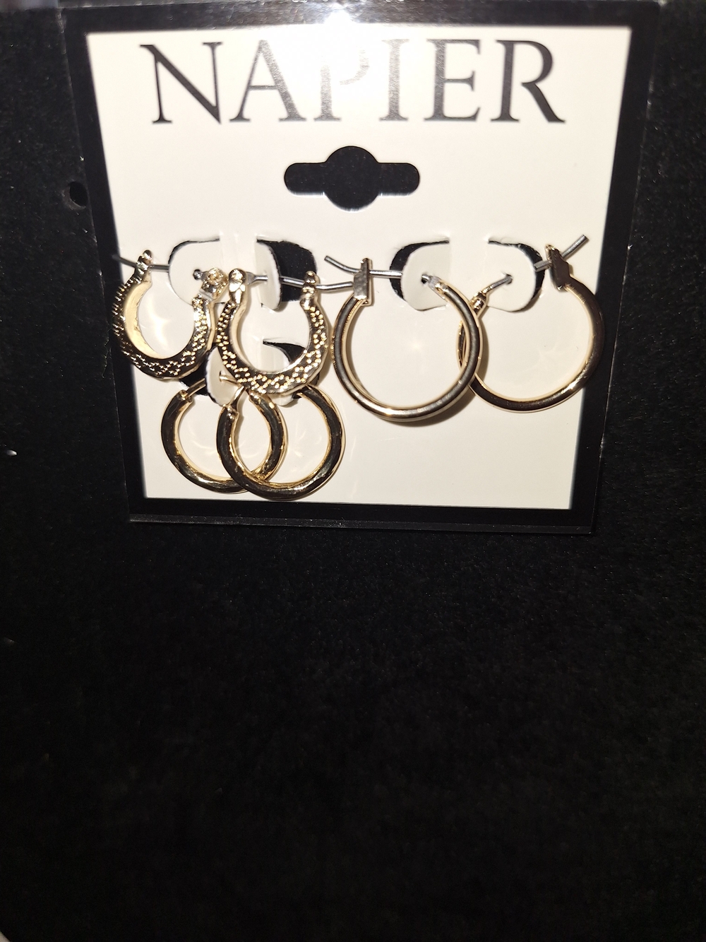 Napier Gold Tone Three-Pair Hoop Earring Set